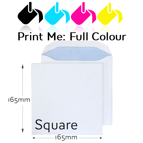 165 x 165mm Square - Printed Full Colour Front And / Or Back